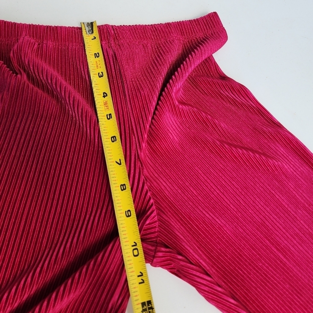 Nicole Miller Womens Ribbed Satin 2pc Set Pants Sleveless Top Hot Pink Sz XS - Picture 13 of 15